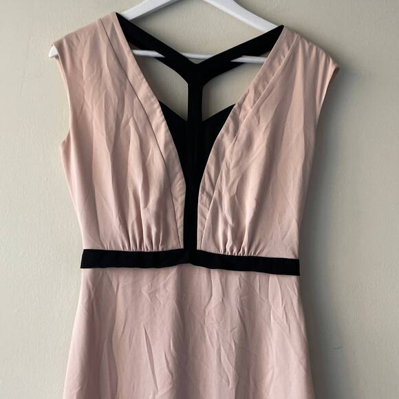 BCBG Maxazria Katryn Bare Pink Color Block Cap Sleeve Knee Length Dress -Size 0 - Picture 3 of 12